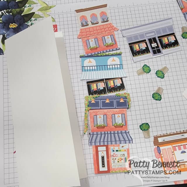 Fun Slimline card featuring Stampin UP! Les Shoppes designer paper, made by Patty Bennett for Sara Douglass