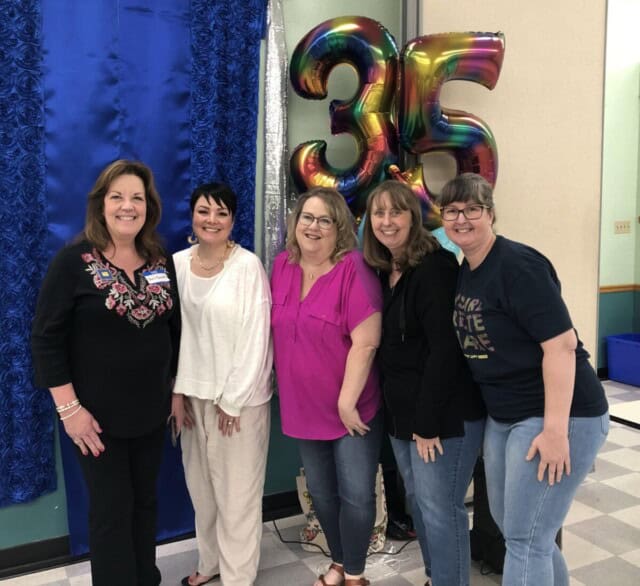 Summer Soiree Stampin' UP! event celebrating 35 years with Sara Douglass. Fun and Friends. Patty Bennett & Kurstan del Rosario