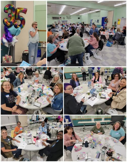 Summer Soiree Stampin' UP! event celebrating 35 years with Sara Douglass. Fun and Friends. Patty Bennett & Kurstan del Rosario