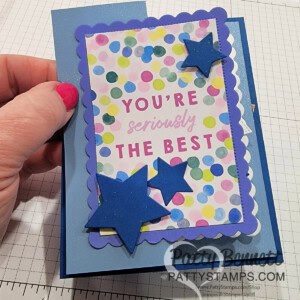 2 4 6 8 fun fold card featuring Stampin' Up! Bright & Beautiful Memories & More cards and Soft Shimmer paper, by Patty Bennett