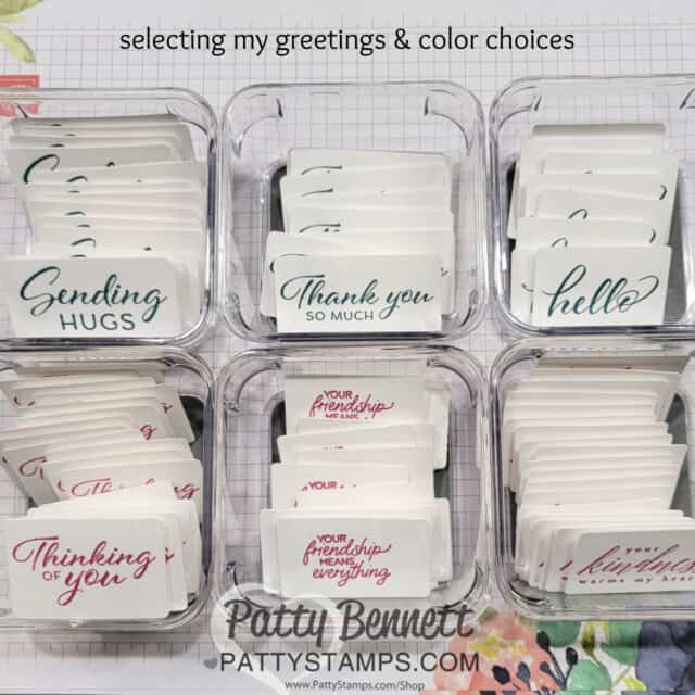 Die cut labels with the Gone Fishing dies for greetings on my Masterfully Made strip cards - Stampin' Up! supplies.
