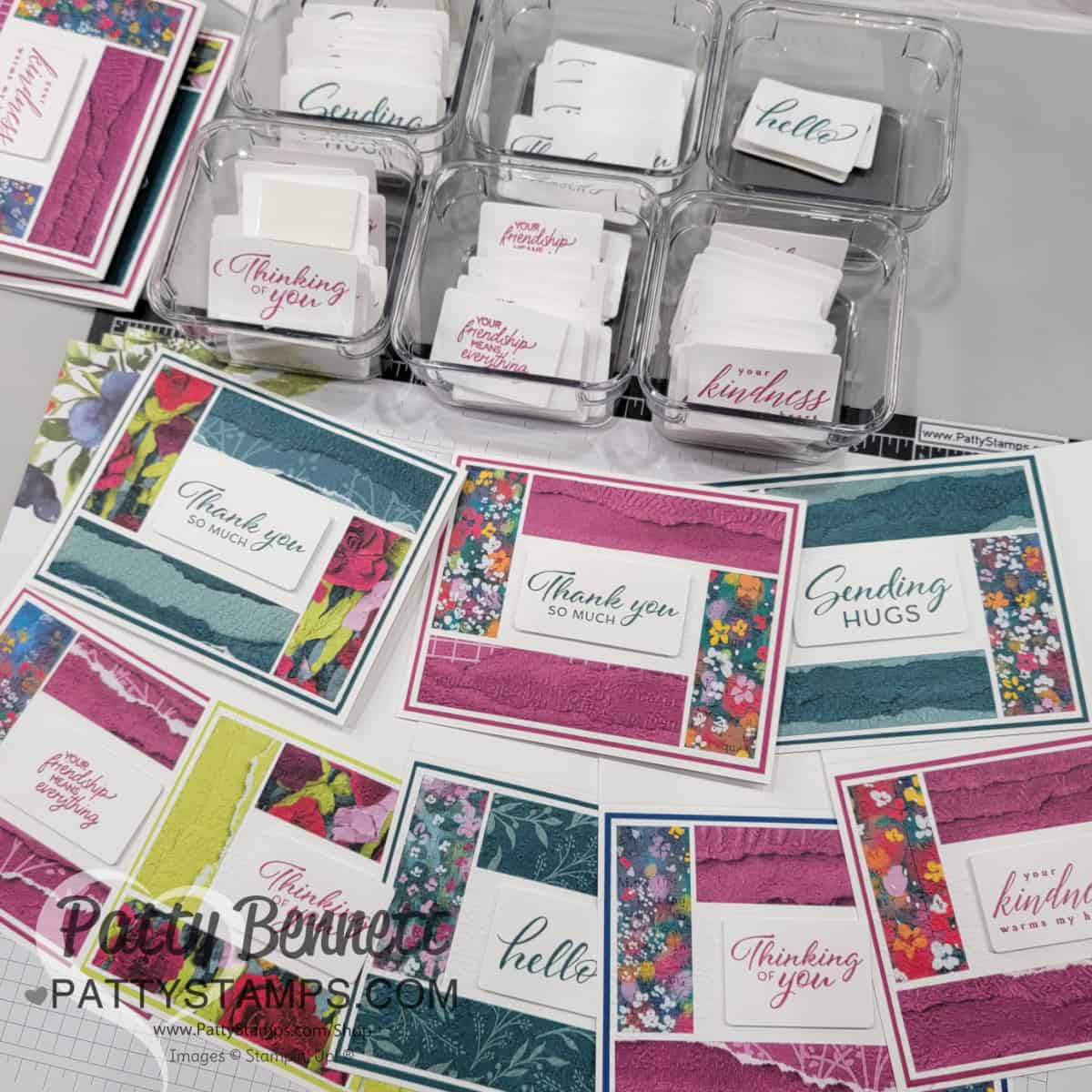 Die cut labels with the Gone Fishing dies for greetings on my Masterfully Made strip cards - Stampin' Up! supplies.