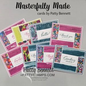 Make amazing and easy cards with 1" strips of designer paper from the Stampin' Up! Masterfully Made pack! by Patty Bennett