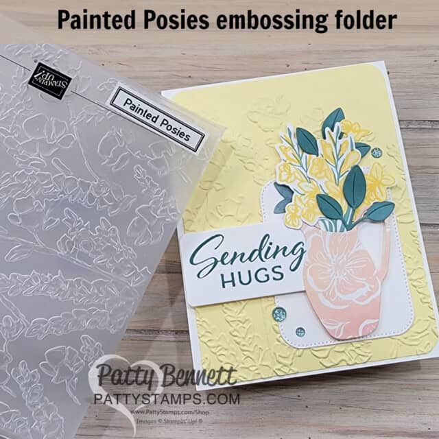Stampin' Up! card idea featuring Painted Posies embossing folder and So Refreshing bundle, by Patty Bennett
