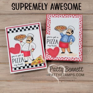 Stampin' Up! Supremely Awesome pizza cards with Stampin' Blend coloring by Patty Bennett