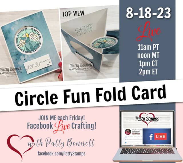 Facebook live weekly crafting video: Stampin' Up! So Very Merry set circle fun fold card with Patty Bennett