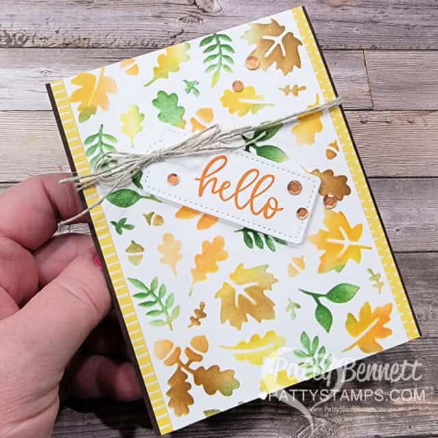 Stampin' Up! Fall Card with Blending brushes and leaf stencil from Abundant Beauty masks