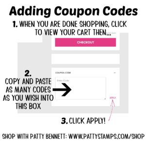 How to redeem Stampin' Up! Bonus Days coupon code with Patty Bennett shop online