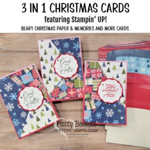 Stampin Up! Christmas Card idea featuring Beary Christmas designer paper and Memories & More cards & envelopes, with Patty Bennett