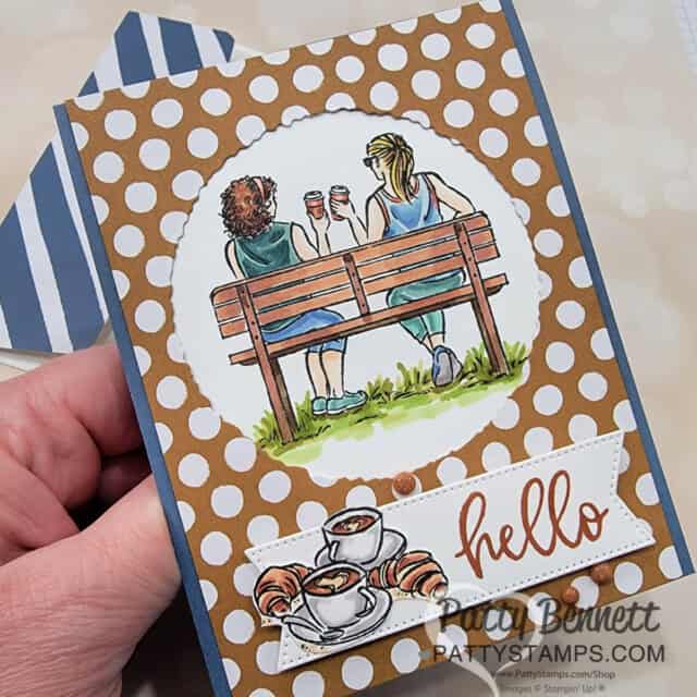 Coffee with a Friend Stampin 'UP! card colored with Stampin' Blends markers, by Patty Bennett