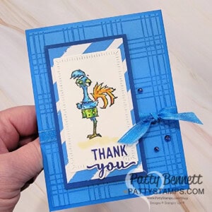 Stampin' Up! Sketched Plaid background stamp with Azure Afternoon: great for handmade Hey Chuck card by Patty Bennett