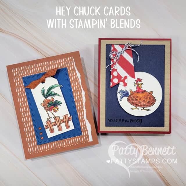 Hey Chuck whimsical cards colored with Stampin' Blends markers. By Patty Bennett