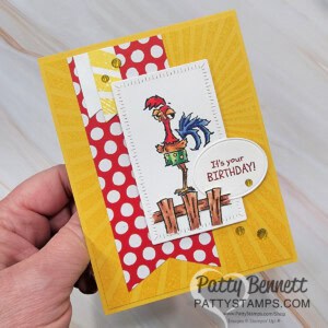 Stampin' UP! Hey Chuck Stampin' Blends card featuring polkadots and Rays of Light background stamp by Patty Bennett