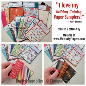 Paper Samplers for Stampin' Up! 2023 Holiday catalog designer paper by Melanie Hockin
