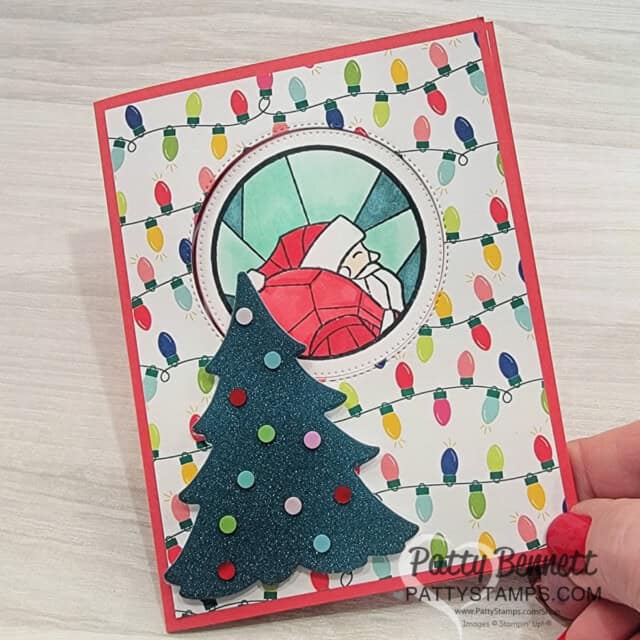 Circle fun fold card featuring Stampin' UP! So very Merry stamp set by Patty Bennett