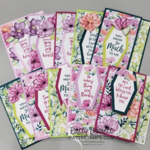 Video tutorial for my Delightful Floral fun fold cards with Stampin' Up! Nested Essentials die, by Patty Bennett