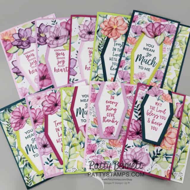 Video tutorial for my Delightful Floral fun fold cards with Stampin' Up! Nested Essentials die, by Patty Bennett
