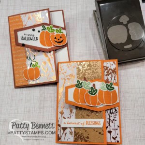 Stampin' UP! Pick of the Patch pumpkin punch and stamp set bundle, cards by Patty Bennett