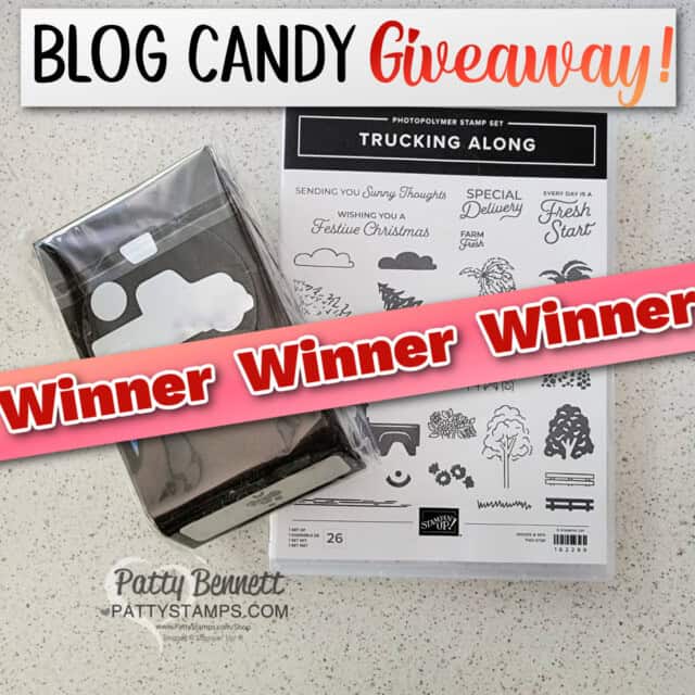 Winner: Trucking Along bundle blog candy giveaway from Patty Bennett. Ends 10-2-23
