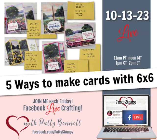 Facebook live with Patty Bennett 5 ways to make cards with 6x6 DSP - Meandering Meadow designer paper