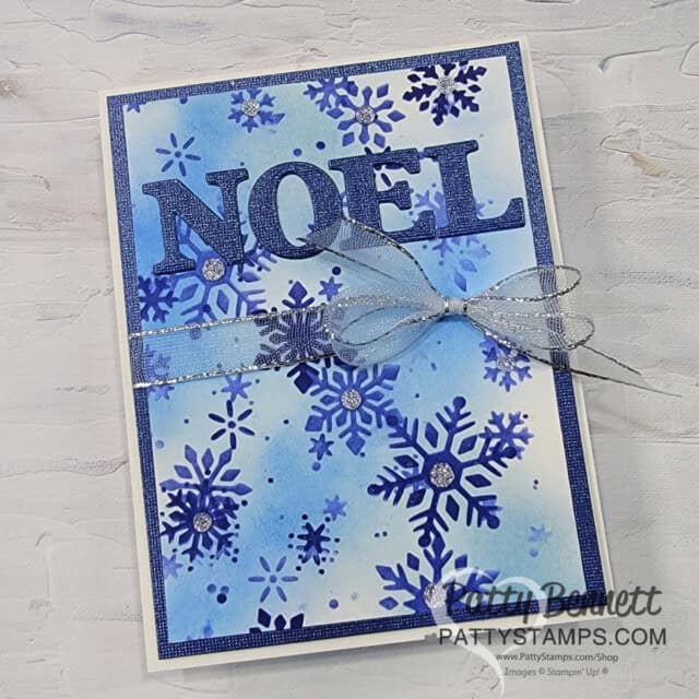 Joy of Noel dies Christmas card tips and idea by Patty Bennett featuring textured paper.