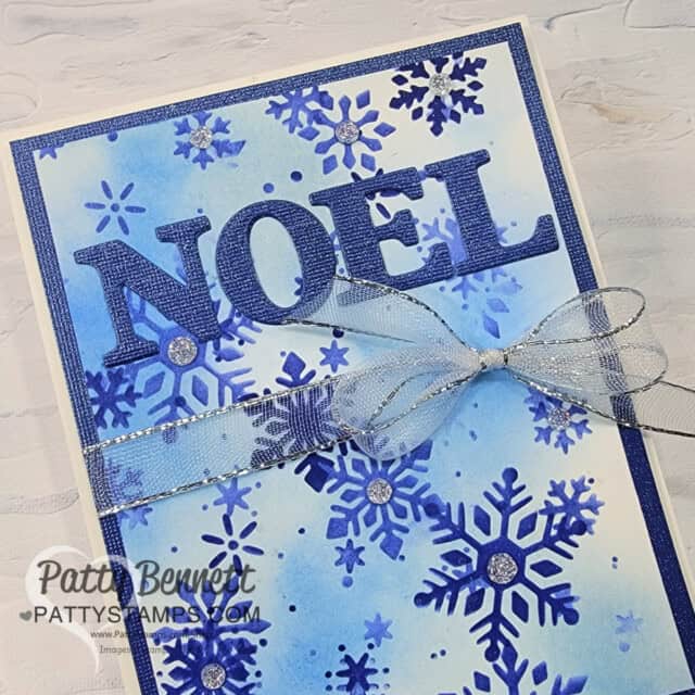 Joy of Noel dies Christmas card tips and idea by Patty Bennett featuring textured paper.