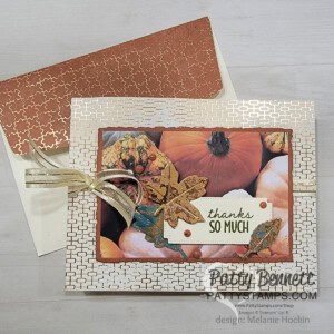 All About Autumn designer paper for fall cards and crafting, from Stampin' Up! Card idea from Patty Bennett