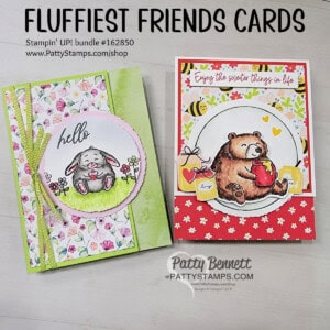Stampin' Up! card with Fluffiest Friends bundle colored with Stampin' Blends alcohol markers by Patty Bennett