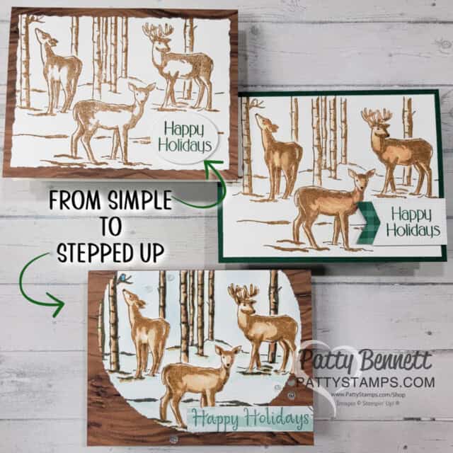 3 Ideas for Graceful Deer background stamp card idea from Stampin' UP! by Patty Bennett