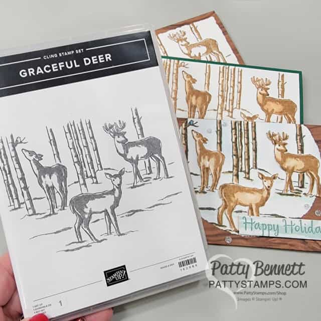 3 Ideas for Graceful Deer background stamp card idea from Stampin' UP! by Patty Bennett