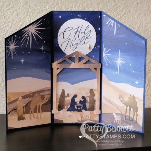 STampin' Up! O Holy Night designer paper tri-fold Christmas Card idea by Patty Bennett