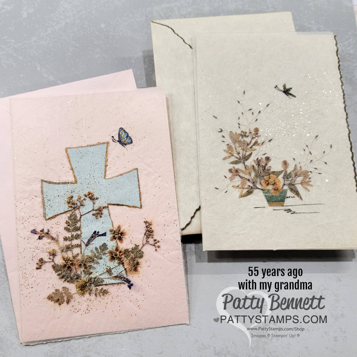 Dried flower cards with my grandma
