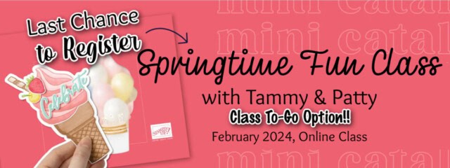 last chance to Register: Springtime Fun Stampin Up! card class online with Tammy & Patty Feb 2024