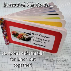 Lunch coupon book instead of gift cards, idea by Patty Bennett