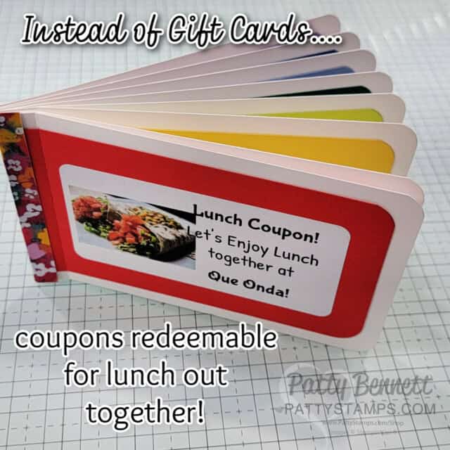 Lunch coupon book instead of gift cards, idea by Patty Bennett