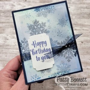 December Birthday Card idea featuring STampin' Up! snowflakes by Patty Bennett