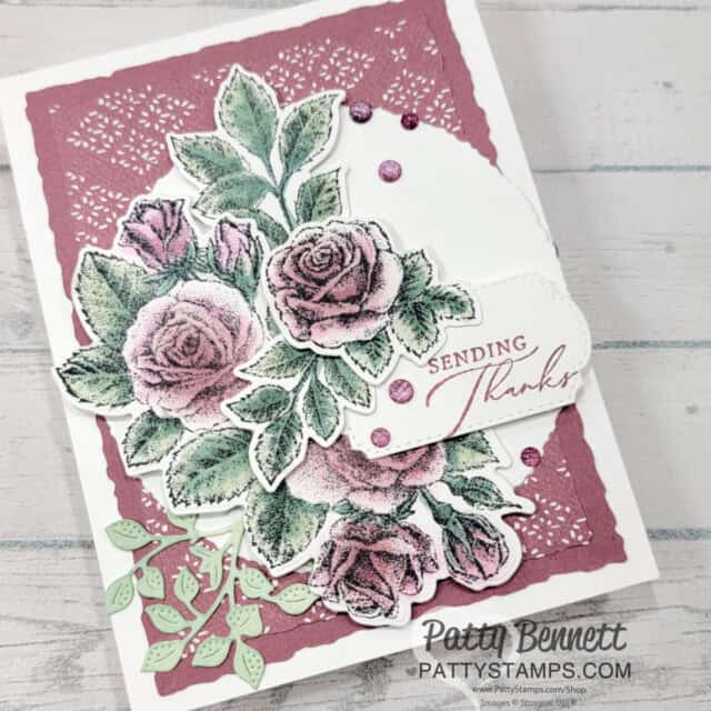 Stippled Roses bundle from Stampin' UP! featuring Moody Mauve with Blending Brushes and Stampin' Blends markers.