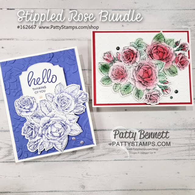 Stampin' Up! Stippled Rose bundle - simple card making ideas with Patty Bennett - free video tutorial.
