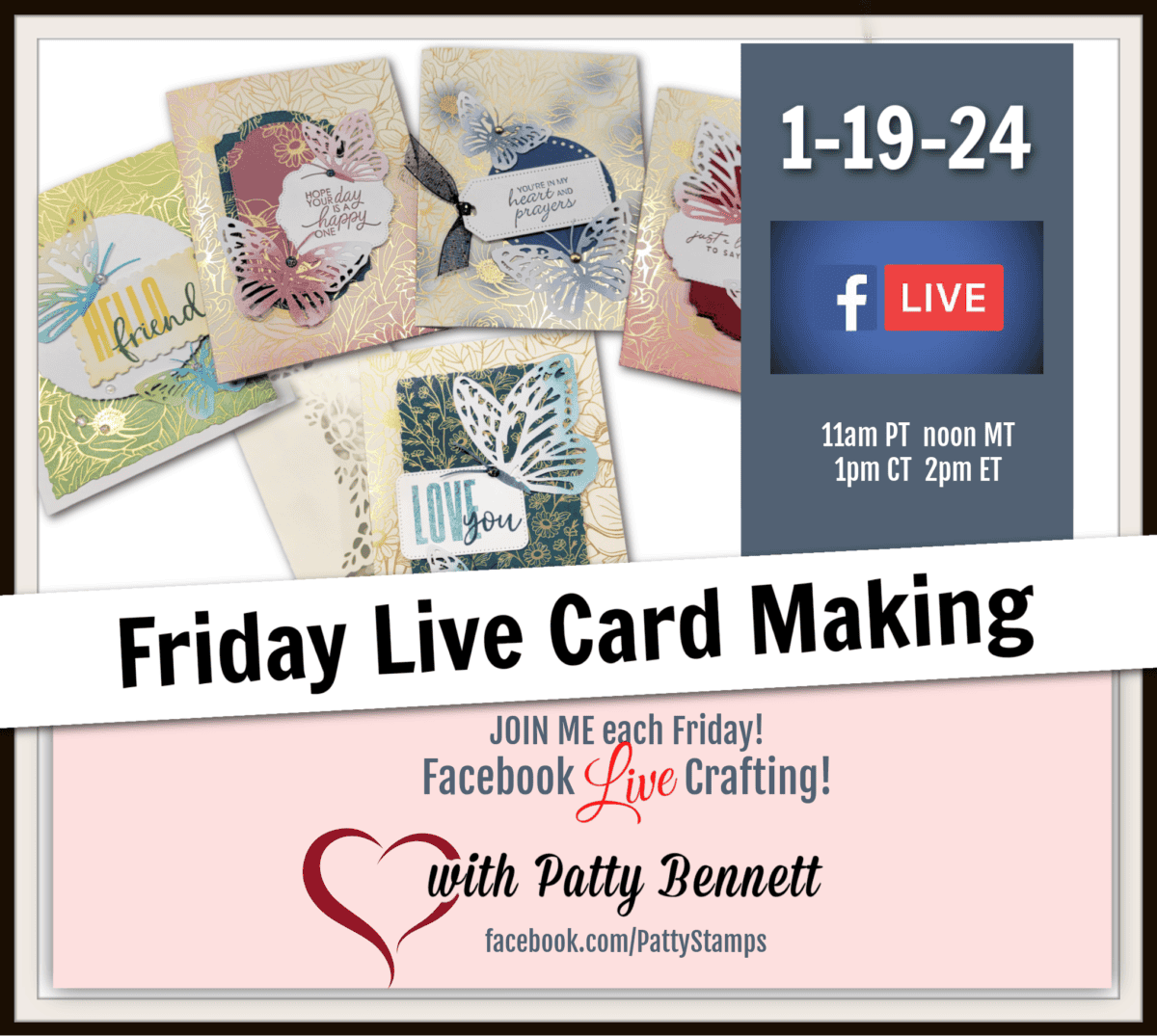 Weekly live crafting with Patty Bennett - let's make cards with the Gold Foiled Cards and Blending Brushes from Stampin' Up!