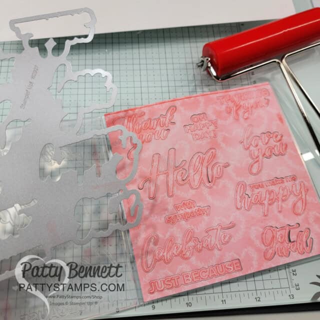 Adoring Hearts and Thoughtful Moments hybrid embossing folders by Stampin' Up! with Most Adored Sale-a-Bration paper. Card by Patty Bennett