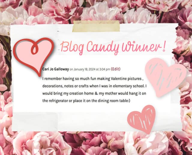 Winner! Stampin Up! Valentine Blog candy from Patty Bennett January 2024
