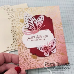 Gold Foiled Flower Cards video tutorial with Stampin' Up! blending brushes by Patty Bennett