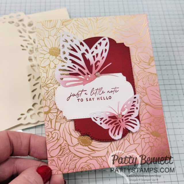Gold Foiled Flower Cards video tutorial with Stampin' Up! blending brushes by Patty Bennett