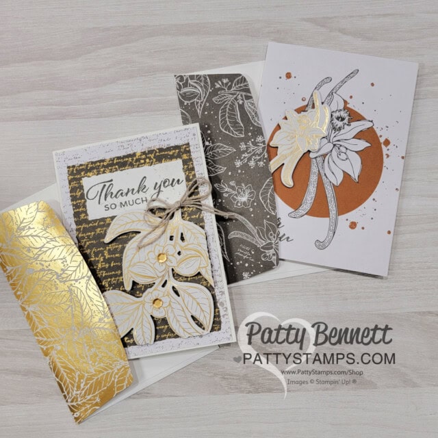 Stampin' Up! Note Cards featuring Nature's Sweetness designer paper by Patty Bennett