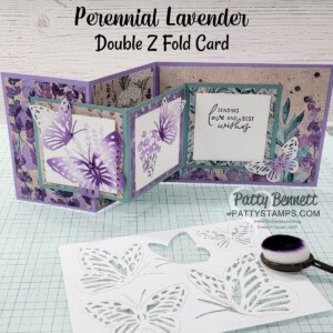 Double Z Fold card featuring Stampin' Up! Perennial Lavender designer paper by Patty Bennett