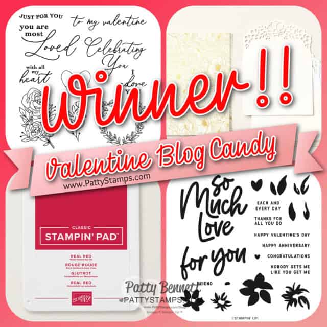 Winner! Stampin Up! Valentine Blog candy from Patty Bennett January 2024