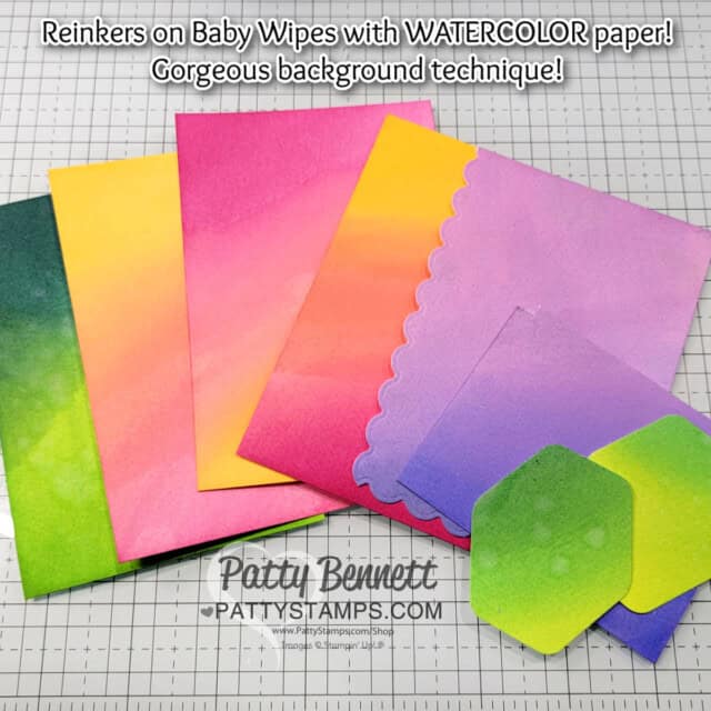 Watercolor paper background technique with reinkers and baby wipes. by Patty Bennett