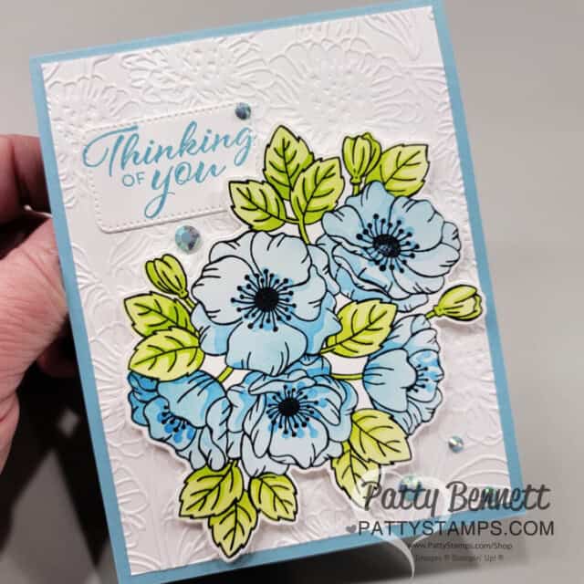 Balmy Blue Enduring Beauty Mask card idea by Patty Bennett - Stampin' Up! Card Making Supplies
