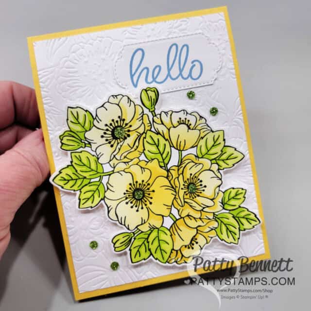 Daffodil Delight Enduring Beauty Mask card idea by Patty Bennett - Stampin' Up! Card Making Supplies