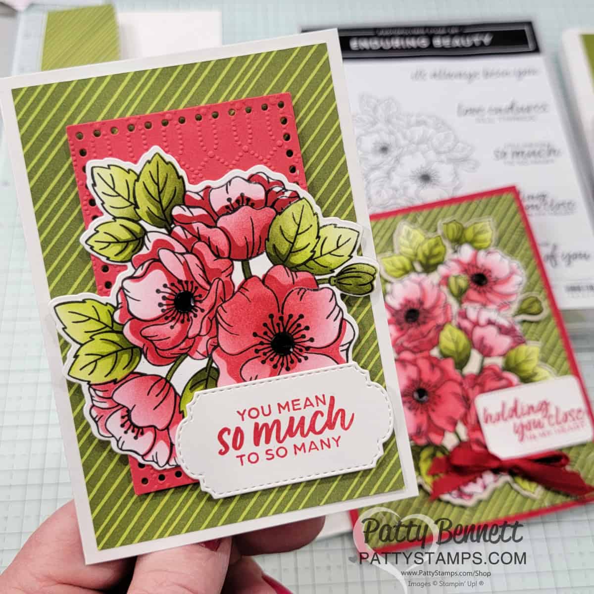 Enduring Beauty mask note card by Patty Bennett with Stampin' UP! Blending Brushes